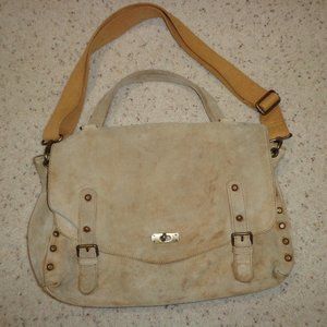 Free People Mojave Messenger Bag Leather Distressed Tan Adj Strap
